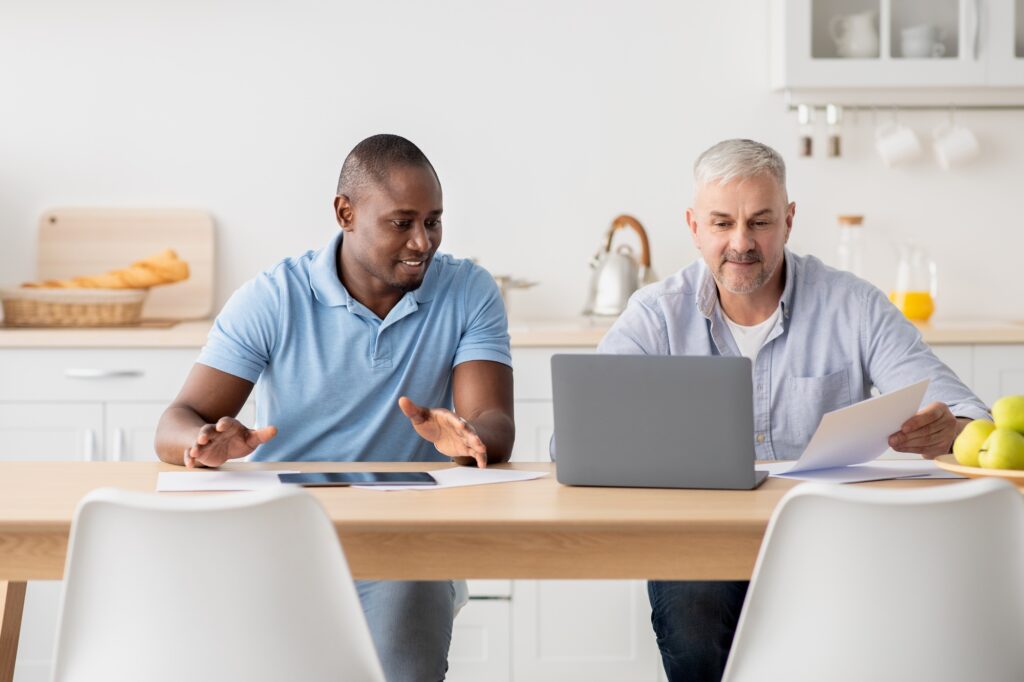 Paying bills, bookkeeping, counting taxes at home